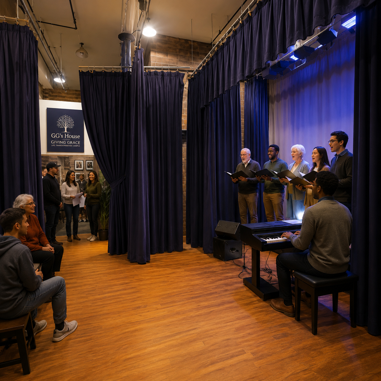 Illustrative concept of a future theater stage